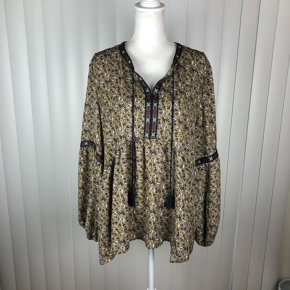 ALCHEMY THREAD WOMENS PEASANT STYLE TOP LONG BALLOON SLEEVE PULLOVER SZ XXL